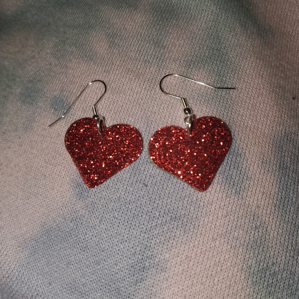 Glitter Heart Earrings